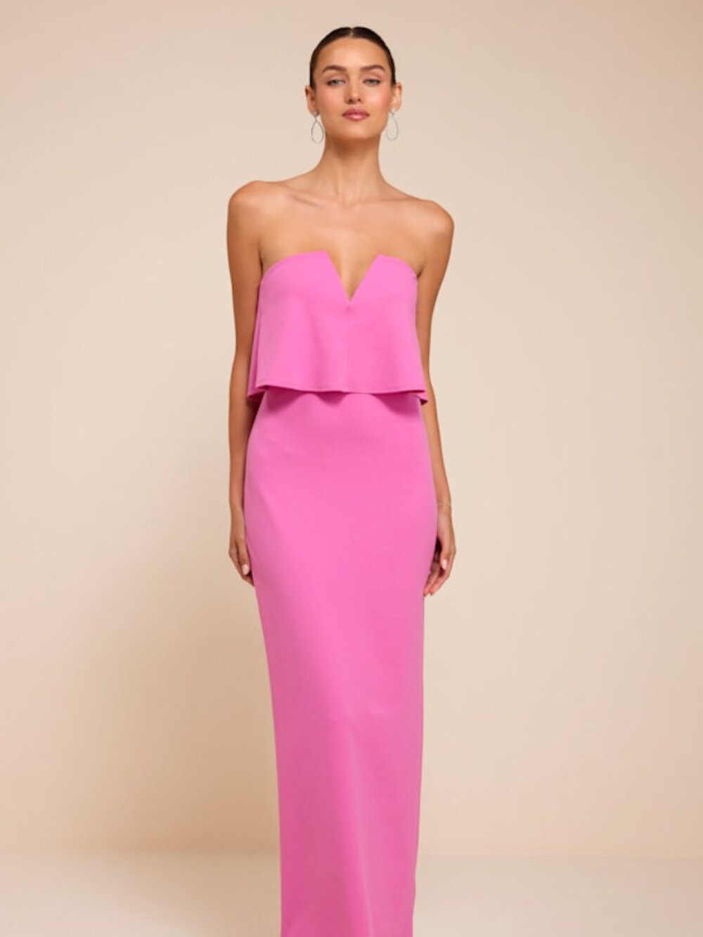 Lulus Lyanna Pink Strapless Column Maxi Dress - Size M